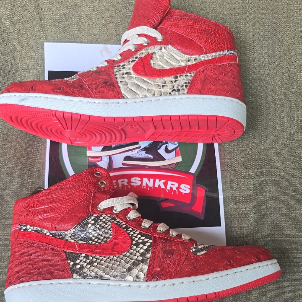 Nike Red High-Top Sneakers COSTUMIZED PYTHON